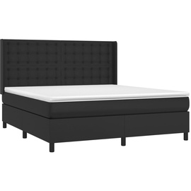 vidaXL Boxspringbett mit Matratze & LED Schwarz 160x200 cm Kunstleder