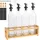Relaxdays Öl Flasche 4er Set 500 ml mit Bambusregal Schwarz/Transparent