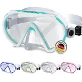 AQUAZON Beach Taucherbrille-besonders bequemes Silikon - inkl. Netztasche - Schwimmbrille mit extra temperiertem Glas für glasklarer Sicht-Kinder 7-12 Jahre, Erwachsene