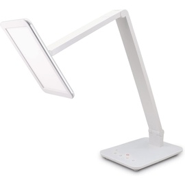 FeinTech LTL00100 LED Schreibtisch-Lampe Lichtfarbe warmweiß bis kaltweiß dimmbar 550 lm, Aluminium, ABS-Kunststoff, Acrylglas, weiß, 37 x 15 x 43.5 cm