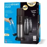 Sodastream Duo schwarz + 2 Glaskaraffen + Zylinder