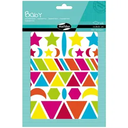 Maildor 10x Baby, 6 Stickerbogen 14,8x21cm, Geometrisch lebendige Farben - Mehrfarbig AE040O