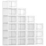 Songmics Schuhboxen, 8er Set, Schuh-Organizer aus Kunststoff, faltbar und stapelbar, für Schuhe bis Größe 46,