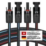 Solarkabel 2 x 10m 4mm2 mit Solarstecker (1-30m, 4mm2/6mm2) Stecker beidseitig montiert, Solarleitung Verlängerungskabel für PV Photovoltaik Solaranlage Solarpanel Solar Kabel Verlängerung