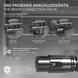 luxebath Heizkörperthermostat Ventil-Armaturen Set Multiblock Chrom Eckform inkl Thermostatkopf