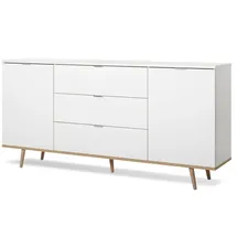 furn.design Sideboard in weiß matt Kommode, skandinavisches Design, Breite 180 cm, Lundby (180 cm)