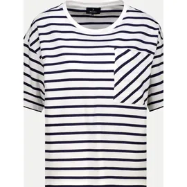 Monari Gestreiftes T-Shirt mit Brusttasche Weiß 44