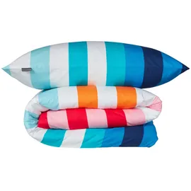 SCHIESSER Bettwäscheset Happy Stripe - Renforcé - 2-teilig - 135 x 200 cm, - Türkis