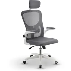 Juskys Bürostuhl Baltimore mit Rollen & Armlehne - Schreibtischstuhl ergonomisch - Stuhl - Grau