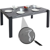 Mendler Esstisch HWC-L53, Tisch Küchentisch Esszimmertisch, Industrial Metall 140x80cm Marmor-Optik grau