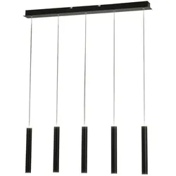 Fabas Luce Prado 5-flammige Pendelleuchte - 33W dimmbare LED - Mattschwarzes lineares Design