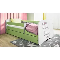 raumhirsch furniture Kinderbett mit Motiv Katze 80 x 180 cm Holzwerkstoff grün