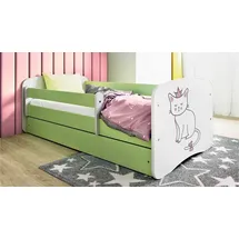 raumhirsch furniture Kinderbett mit Motiv Katze 80 x 180 cm Holzwerkstoff grün
