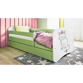 raumhirsch furniture Kinderbett mit Motiv Katze 80 x 180 cm Holzwerkstoff grün