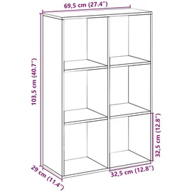 vidaXL Bücherregal 69,5 x 29 x 103,5 cm Grau