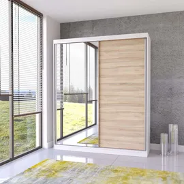 fabryka mebli idźczak Schwebetürenschrank Bono 160 x 195 x 61 cm Weiß/Sonoma