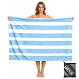 yayafunfun Mikrofaser Handtuch,Strandtuch XXL Microfaser Badetuch Groß 90x160CM,Schnelltrocknend Handtuch Streifen,Stranddecke Badetuch Strand,Beach Towel Strandtücher strandhandtuch mit (Hellblau)