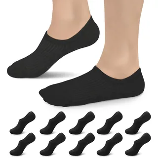TUUHAW 10 Paar Sneaker Socken Damen Herren Füßlinge No Show Unsichtbare Füsslinge Unisex B-Schwarz 35-38 - 35-38