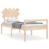 Seniorenbett mit Kopfteil Massivholz - Braun/Bunt