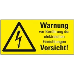 Aufkleber I Warn-Kombischild Warnung von Berührung d.Elektronisch .., praxisbewährt, Folie, 52x26mm, 10/Bogen, BGV A8