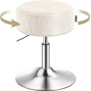 VASAGLE Schminkhocker, Schminkstuhl, Barhocker, höhenverstellbar, 360° drehbar, PU, Dicke Polsterung, für Schlafzimmer, Küche, Esszimmer, modern, cremeweiß LJB120W01