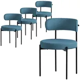 ML-Design Esszimmerstuhl Teddystoff Blau 4er Set