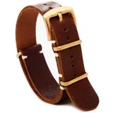 NATO-Uhrenarmband, Zulu-Band, Leder, Militär-Stil, geölt, lang, braun, Whiskey, Leinen, stilvolle Edelstahl-Schnalle, wählen Sie Größe 18 mm, 20 mm, 22 mm, 24 mm, roségold, 18 mm, NATO