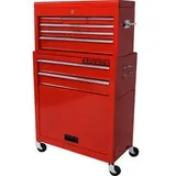 Arebos Werkzeugwagen 4260551586729, leer, mit Werkzeugkiste, rot, 2 + 6 Schubladen