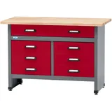 Küpper Werkbank mit 7 Schubladen dunkelrot 120 x 84 x 60 cm
