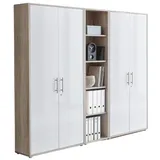 MID.YOU Aktenschrank Sonoma Eiche, Weiß Hochglanz - 212.9x185.6x33 cm,