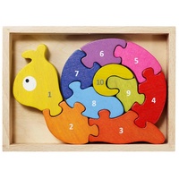 LK Trend & Style Puzzle Zahlenschnecke aus Holz von eins bis zehn., 10 Puzzleteile, kein Plastik keine Batterie