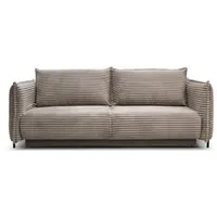 Möbel für Dich 3-Sitzer Bettsofa Schlafsofa Amalfi, bezogen mit Cord oder Strukturstoff, mit Bettkasten und großer Liegefläche braun