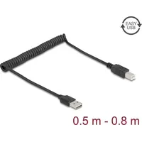 DeLock Spiralkabel EASY-USB 2.0 Typ-A Stecker zu USB Typ-B