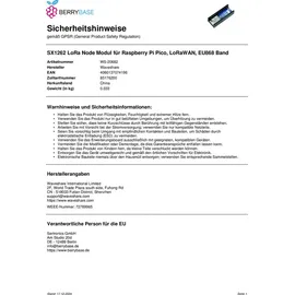 Waveshare SX1262 LoRa Node Module for Raspberry Pi Pico LoRaWAN EU868 Band