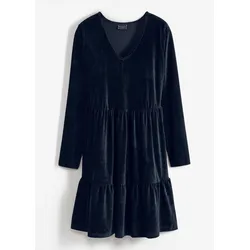 bonprix Minikleid aus elastischen Samt, blau, 32/34 (XS)