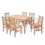 vidaXL Siebenteiliges Esstisch-Set Pinienholz