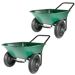 2x Garten Schubkarre Divit GS3 Doppelrad Schubkarre