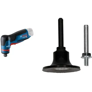 Bosch Professional 12V System Geradschleifer GWG 12V-50 S (bürstenloser Motor, hohes Drehmoment, Gasgebeschalter und 5 Drehzahlstufen) + 1x Stützteller mit R-Typ-Aufnahme (Ø 50 mm, Zubehör)