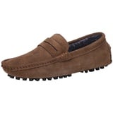 Jamron Herren Wildleder Penny Loafers Gemütlich Fahrende Schuhe Mokassin Slippers Plüsch Gefüttert Khaki 2088-2 UK12/EU47 - 47 EU Schmal