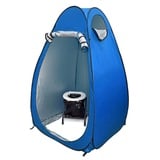 24ocean WC Klo-Set – Klapptoilette mit Pop-Up Zelt Duschzelt Umkleidezelt, Farbe:Blau/Weiß, Ausführung:Einweg 30 Beutel