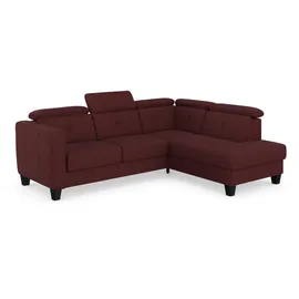 sit&more Ecksofa SIT & MORE "Belluci L-Form", lila (chianti), B:249cm H:85cm T:195cm, Sofas, Ecksofa, inklusive Federkern, wahlweise mit Bettfunktion und Bettkasten