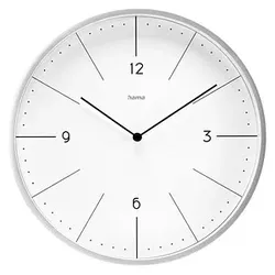 hama Wanduhr Sardinien weiß silber Kunststoff, Ø 30,0 cm