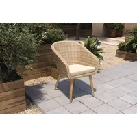 OUTFLEXX Borneo Cocktail-Sessel, beige-meliert, Polyrattan/Akazie, Gebürstet, Polster Inklusive, FSC®-zertifiziertes Produkt