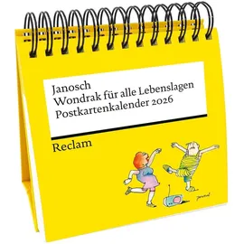 Reclam, Philipp, jun. GmbH, Verlag Wondrak für alle Lebenslagen. Postkartenkalender 2026: Mit Zitaten und Illustrationen von Janosch – Ausgezeichnet mit dem Kalenderpreis des Deutschen ... 53 perforierten Postkarten zum Heraustrennen