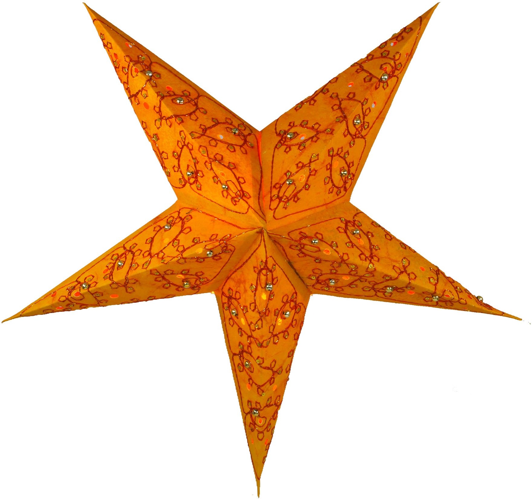 GURU SHOP Faltbarer Advents Leucht Papierstern, Weihnachtsstern 60 cm - Platon Orange, Star Fensterdeko