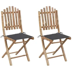 vidaXL 2x Gartenstuhl Klappbar mit Kissen Klappstuhl Essstuhl Gartenmöbel Klappstühle Stuhl Stühle Gartenstühle Balkonstuhl Terrassenstuhl Bambus
