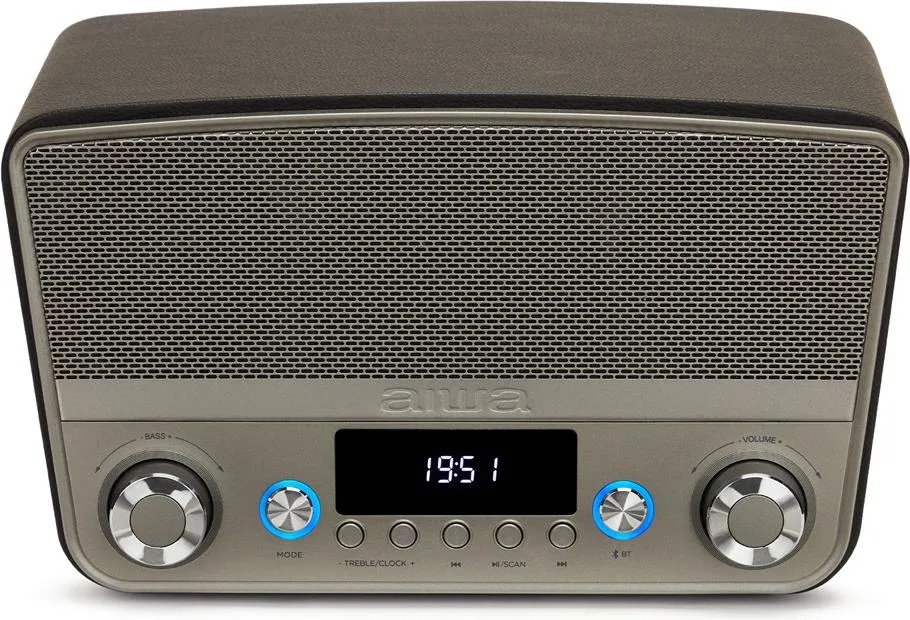 Aiwa RO RETRO AIWA BSTU-750BK (UKW, Bluetooth), Radio, Grau, Silber