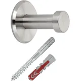 SOTech 1 Stück SOTECH Garderobenhaken TALEA mit Platte echt Edelstahl massiv inkl. Montagematerial Ø 10/15 mm Länge 30 mm Gesamtlänge 33 mm Wandhaken Handtuchhalter
