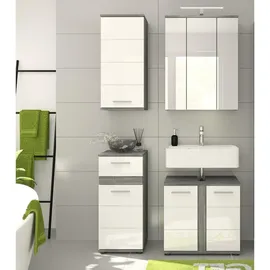 inn.furn Hängeschrank Weiß Hochglanz Rauchsilber grau 3 Fächer, Bailey