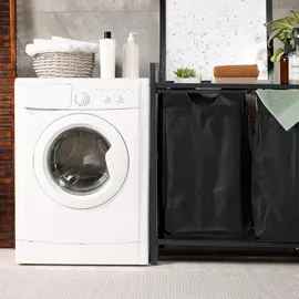 Relaxdays Wäschekorbregal, HBT: 72x73x33 cm, Wäscheablage, 2 ausziehbare Fächer, Wäschesammler Industrial, schwarz/braun